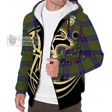 Stewart of Appin Hunting Modern Tartan Sherpa Hoodie with Family Crest Celtic Wolf Style