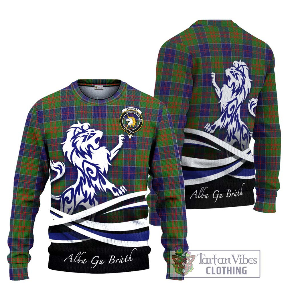 Stewart of Appin Hunting Modern Tartan Knitted Sweater with Alba Gu Brath Regal Lion Emblem Unisex - Tartanvibesclothing Shop