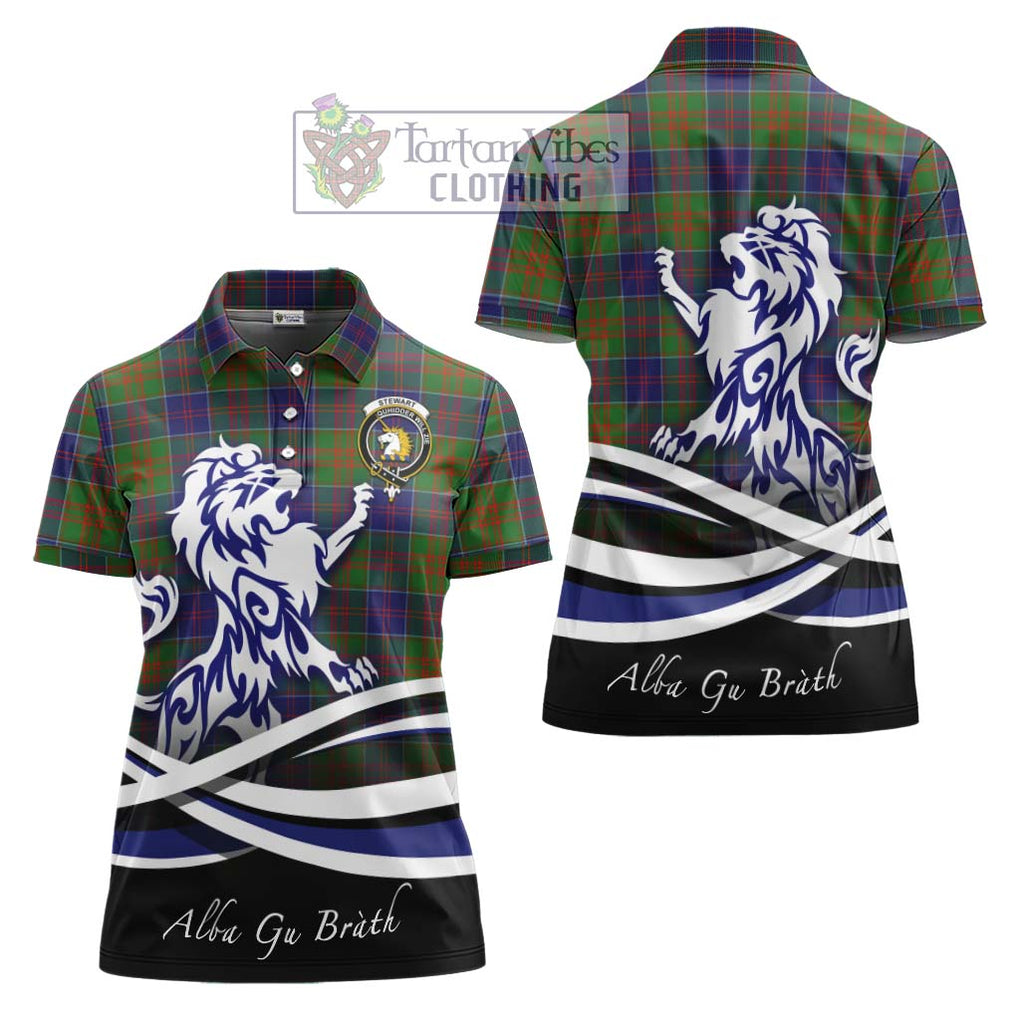 Stewart of Appin Hunting Modern Tartan Women's Polo Shirt with Alba Gu Brath Regal Lion Emblem Women - Tartanvibesclothing Shop