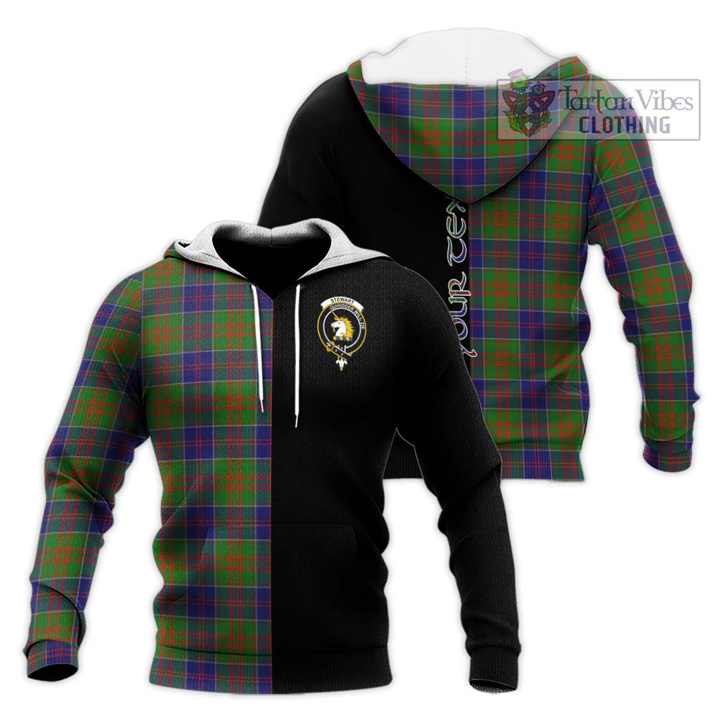 Stewart of Appin Hunting Modern Tartan Knitted Hoodie with Family Crest and Half Of Me Style Unisex Knitted Pullover Hoodie - Tartanvibesclothing Shop