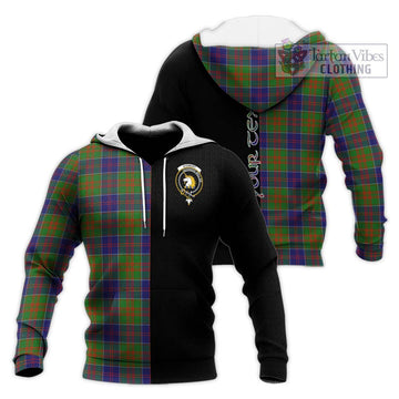 Stewart of Appin Hunting Modern Tartan Knitted Hoodie with Family Crest and Half Of Me Style