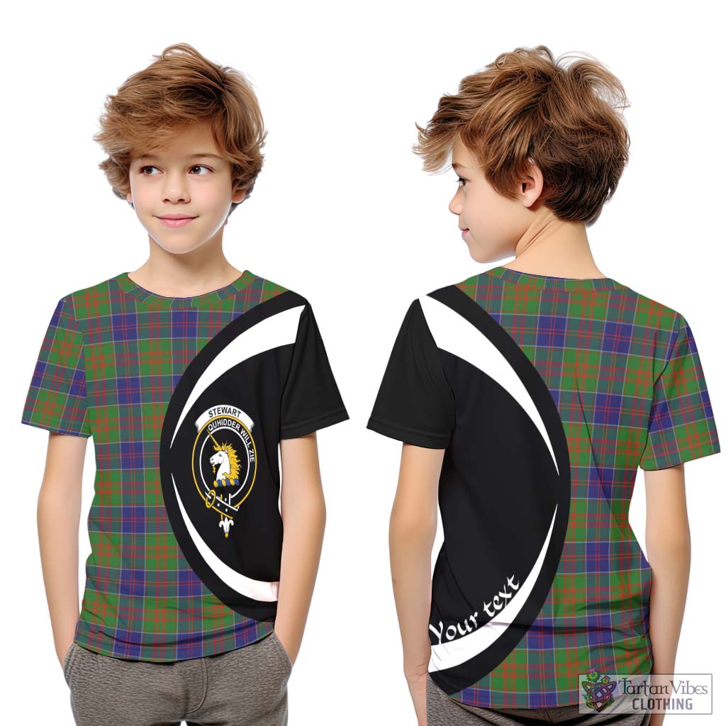 Stewart of Appin Hunting Modern Tartan Kid T-Shirt with Family Crest Circle Style Youth XL Size14 - Tartan Vibes Clothing