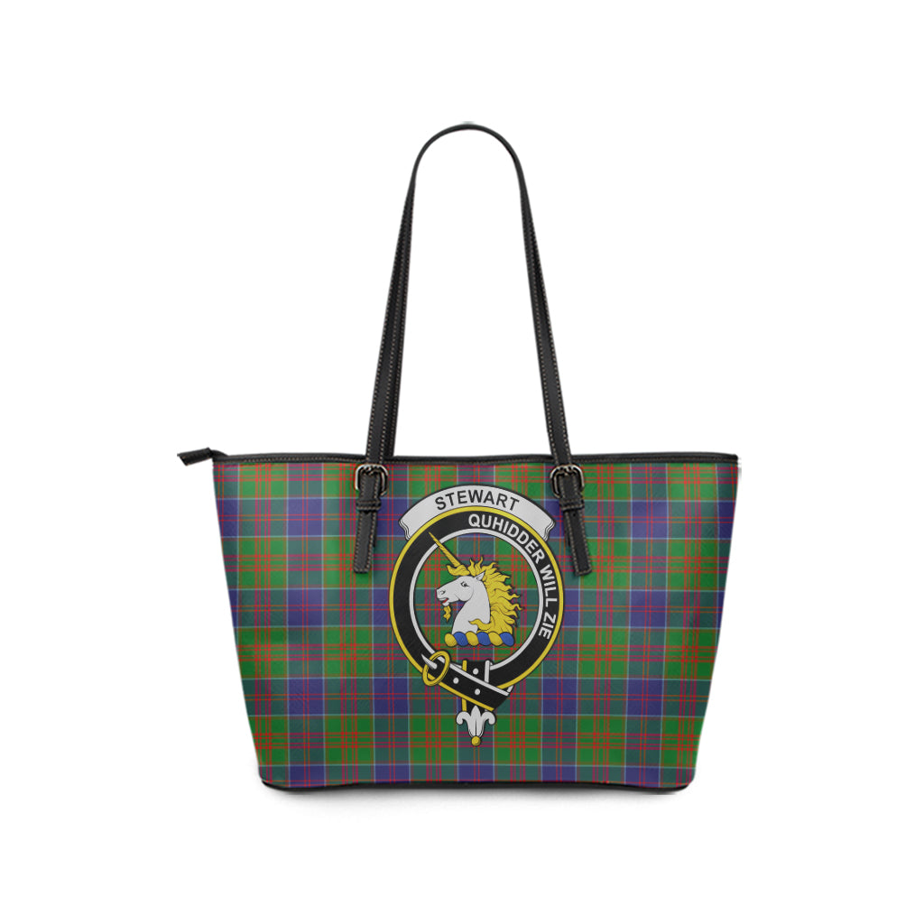 Stewart of Appin Hunting Modern Tartan Leather Tote Bag with Family Crest - Tartan Vibes Clothing