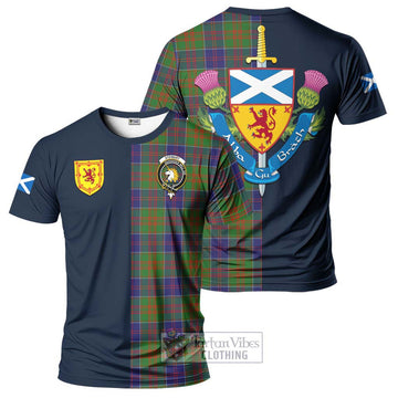 Stewart of Appin Hunting Modern Tartan T-Shirt Alba with Scottish Lion Royal Arm Half Style