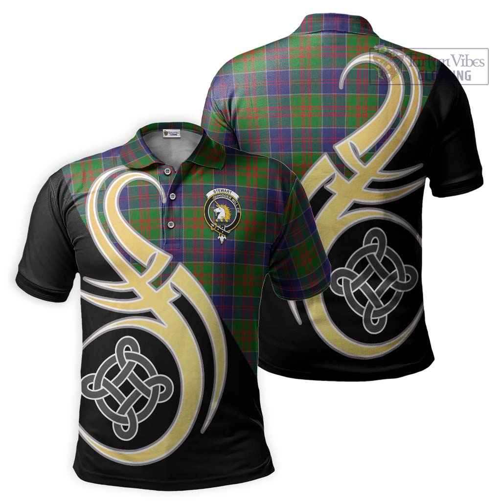 Tartan Vibes Clothing Stewart of Appin Hunting Modern Tartan Polo Shirt with Family Crest and Celtic Symbol Style