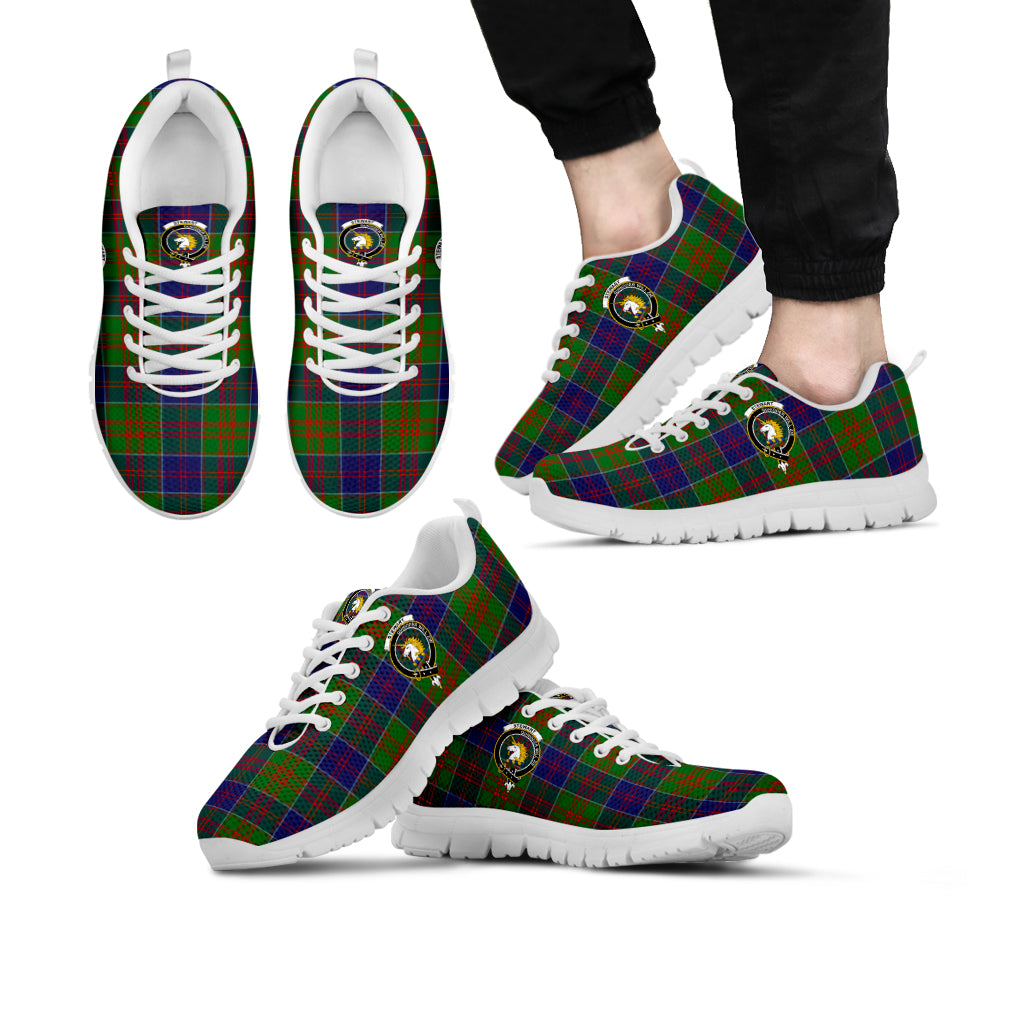 Stewart of Appin Hunting Modern Tartan Sneakers with Family Crest Kid's Sneakers - Tartan Vibes Clothing