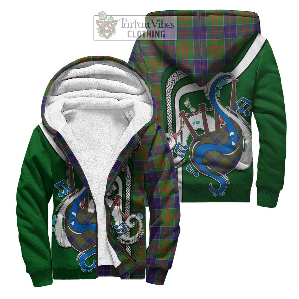 Stewart of Appin Hunting Modern Tartan Sherpa Hoodie with Epic Bagpipe Style Unisex S - Tartanvibesclothing Shop