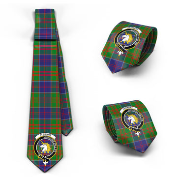 Stewart of Appin Hunting Modern Tartan Classic Necktie with Family Crest