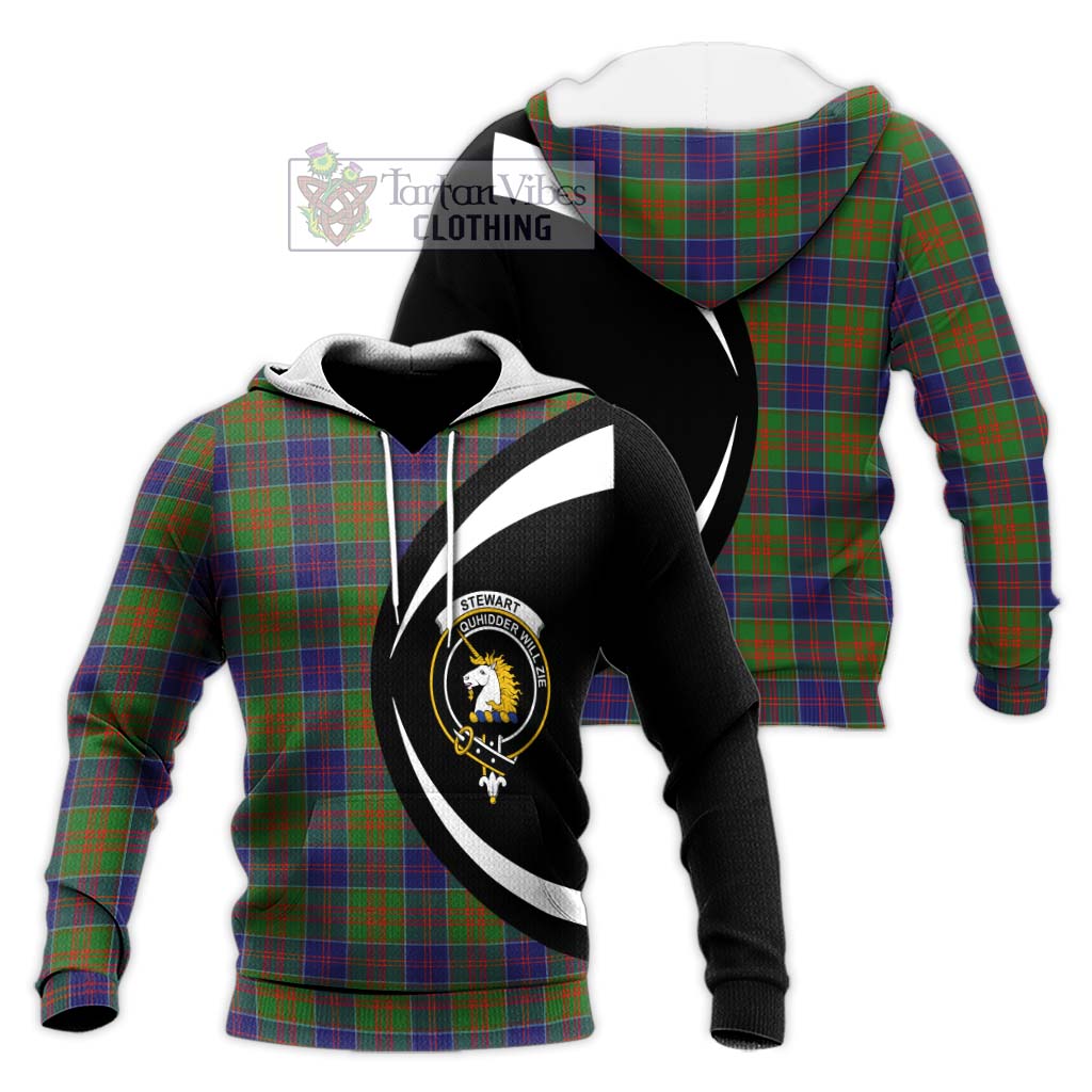 Stewart of Appin Hunting Modern Tartan Knitted Hoodie with Family Crest Circle Style Unisex Knitted Pullover Hoodie - Tartan Vibes Clothing