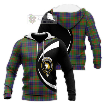 Stewart of Appin Hunting Modern Tartan Knitted Hoodie with Family Crest Circle Style