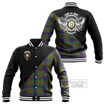 Stewart of Appin Hunting Modern Tartan Baseball Jacket with Family Crest and Military Logo Style