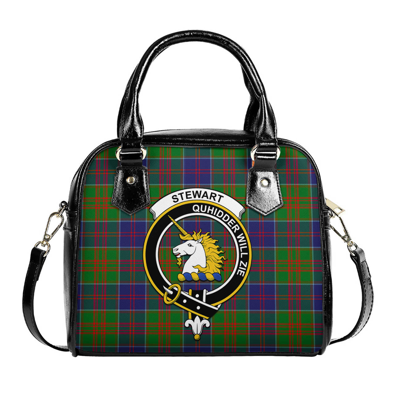 Stewart of Appin Hunting Modern Tartan Shoulder Handbags with Family Crest One Size 6*25*22 cm - Tartanvibesclothing