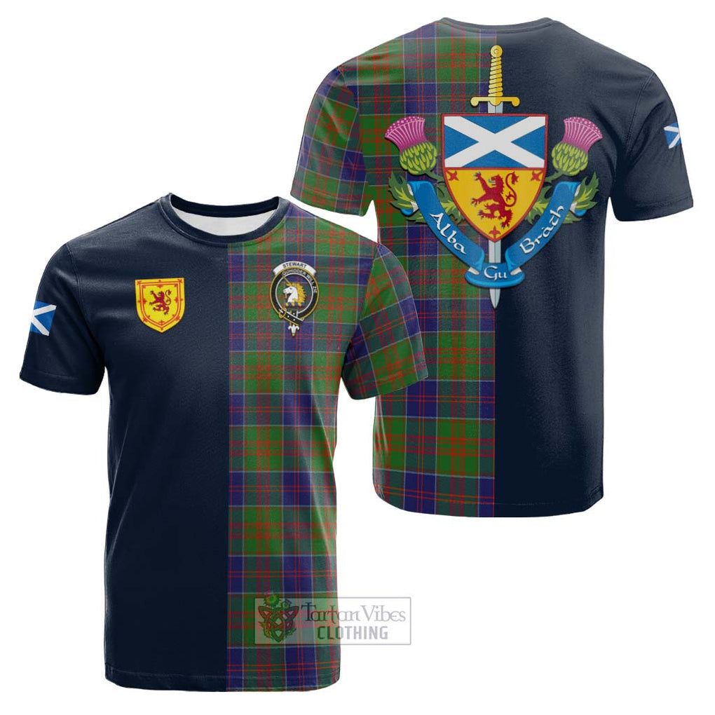 Tartan Vibes Clothing Stewart of Appin Hunting Modern Tartan Cotton T-shirt with Scottish Lion Royal Arm Half Style