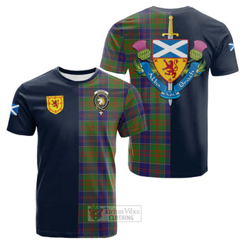 Stewart of Appin Hunting Modern Tartan Cotton T-shirt Alba with Scottish Lion Royal Arm Half Style