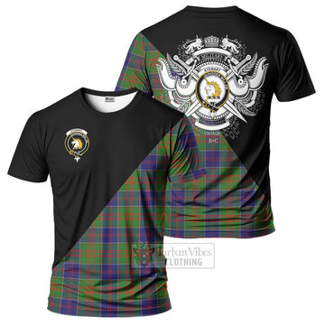 Stewart of Appin Hunting Modern Tartan T-Shirt with Family Crest and Military Logo Style