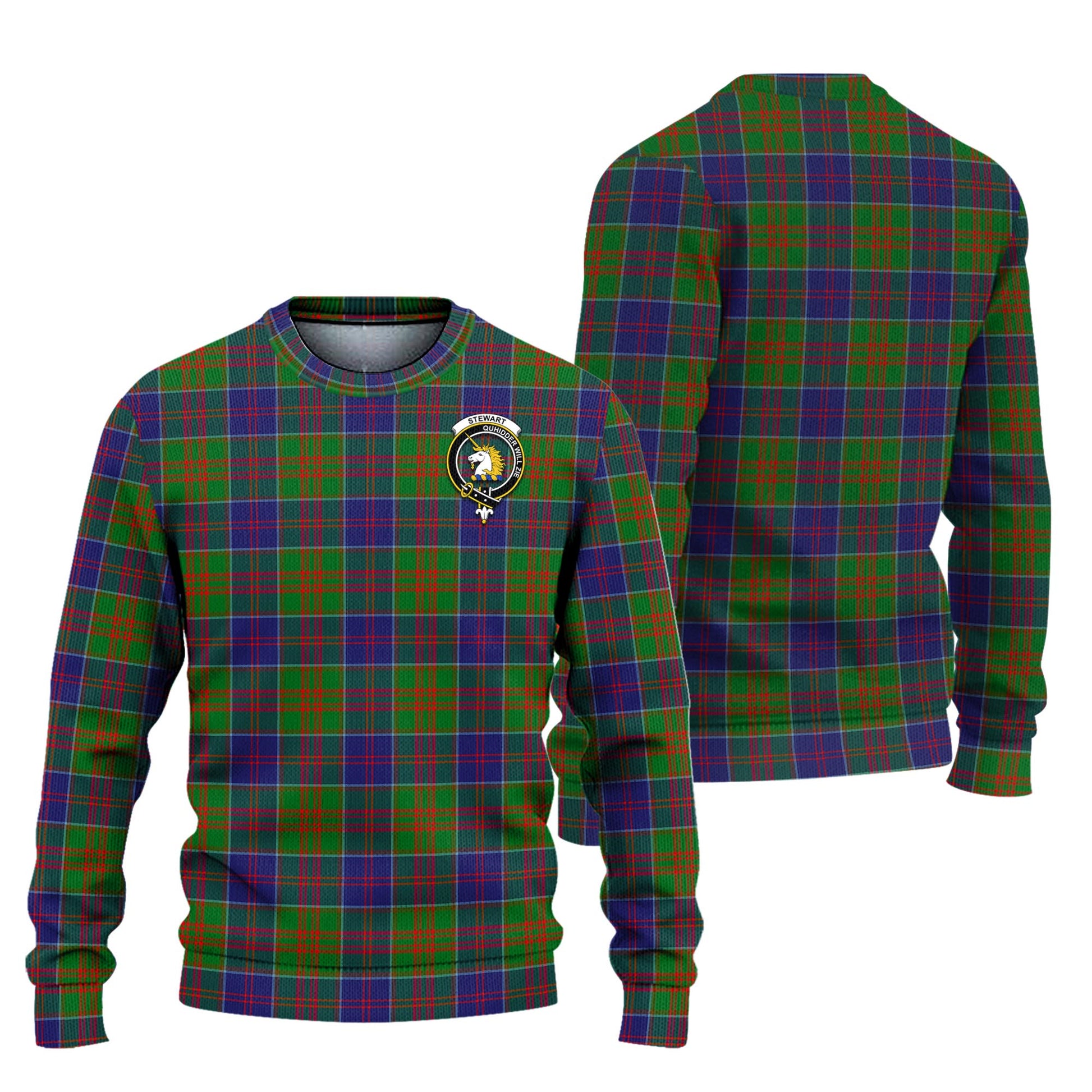 Stewart of Appin Hunting Modern Tartan Knitted Sweater with Family Crest Unisex - Tartanvibesclothing