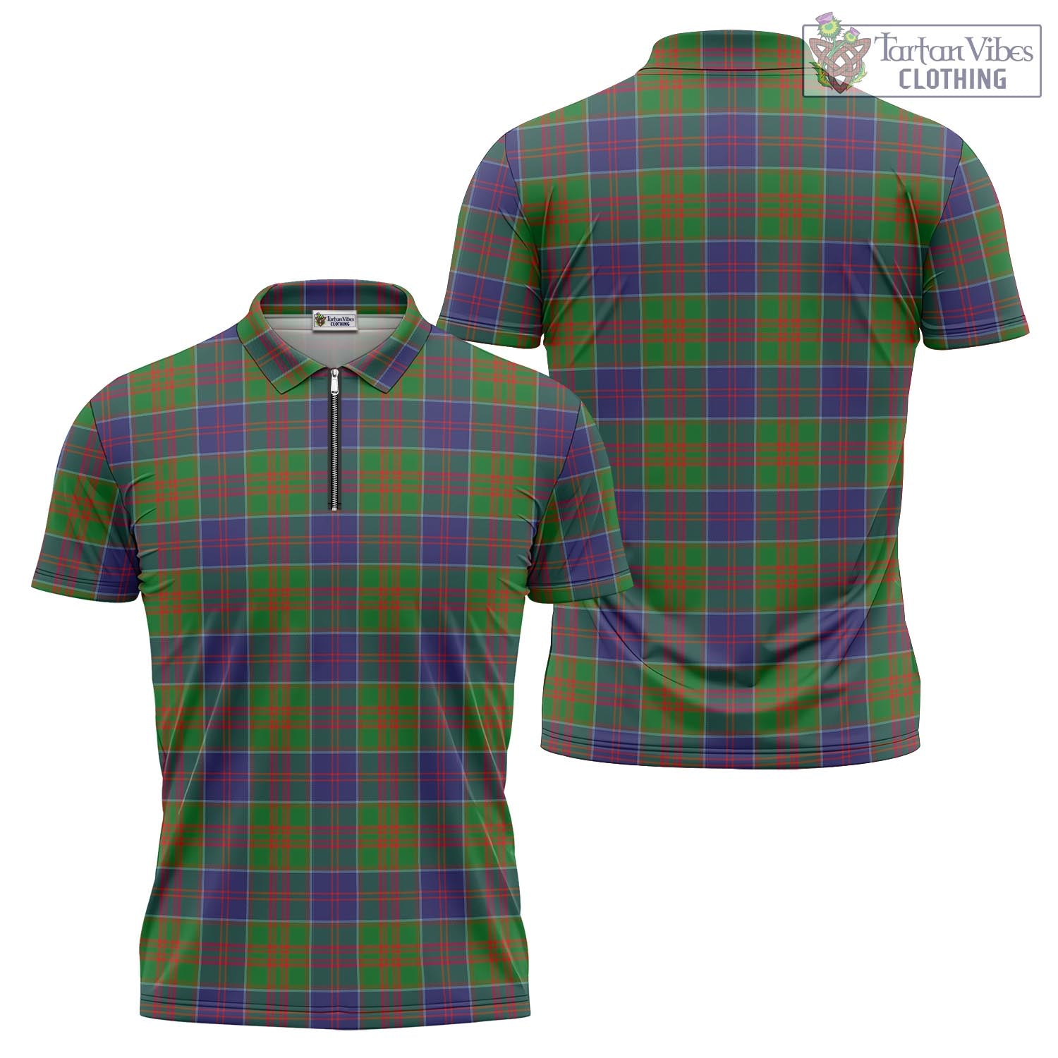 Tartan Vibes Clothing Stewart of Appin Hunting Modern Tartan Zipper Polo Shirt