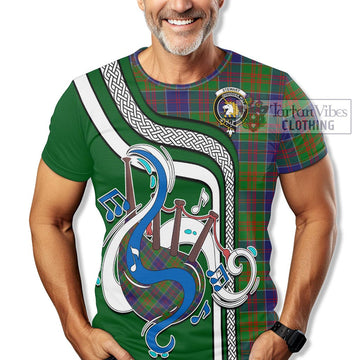 Stewart of Appin Hunting Modern Tartan T-Shirt with Epic Bagpipe Style