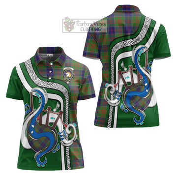 Stewart of Appin Hunting Modern Tartan Women's Polo Shirt with Epic Bagpipe Style