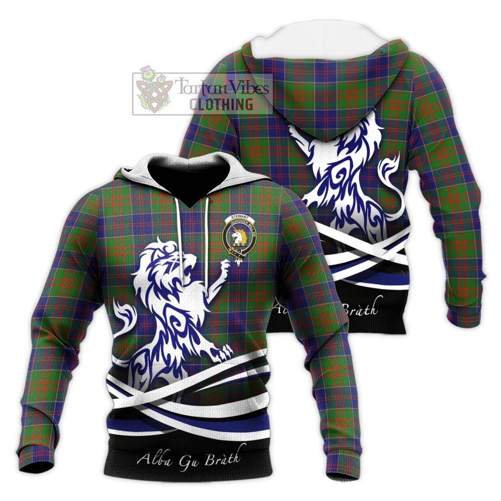 Stewart of Appin Hunting Modern Tartan Knitted Hoodie with Alba Gu Brath Regal Lion Emblem Unisex Knitted Pullover Hoodie - Tartanvibesclothing Shop