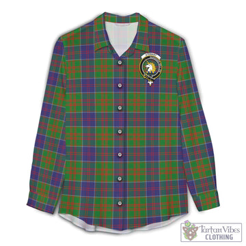 Stewart of Appin Hunting Modern Tartan Womens Casual Shirt with Family Crest