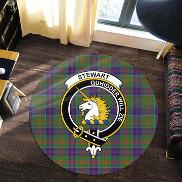 Stewart of Appin Hunting Modern Tartan Round Rug with Family Crest