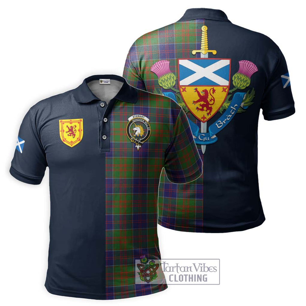 Tartan Vibes Clothing Stewart of Appin Hunting Modern Tartan Polo Shirt with Scottish Lion Royal Arm Half Style