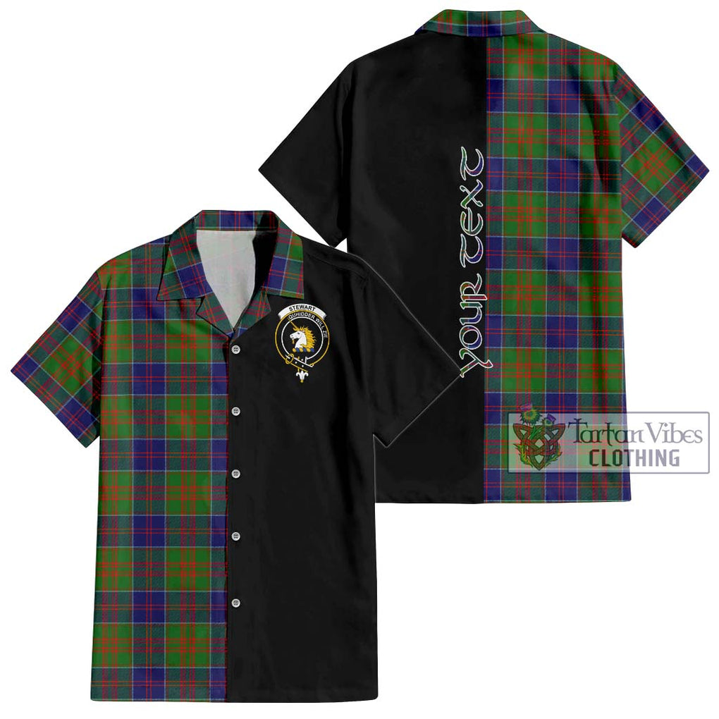 Stewart of Appin Hunting Modern Tartan Short Sleeve Button Shirt with Family Crest and Half Of Me Style Kid - Tartanvibesclothing Shop