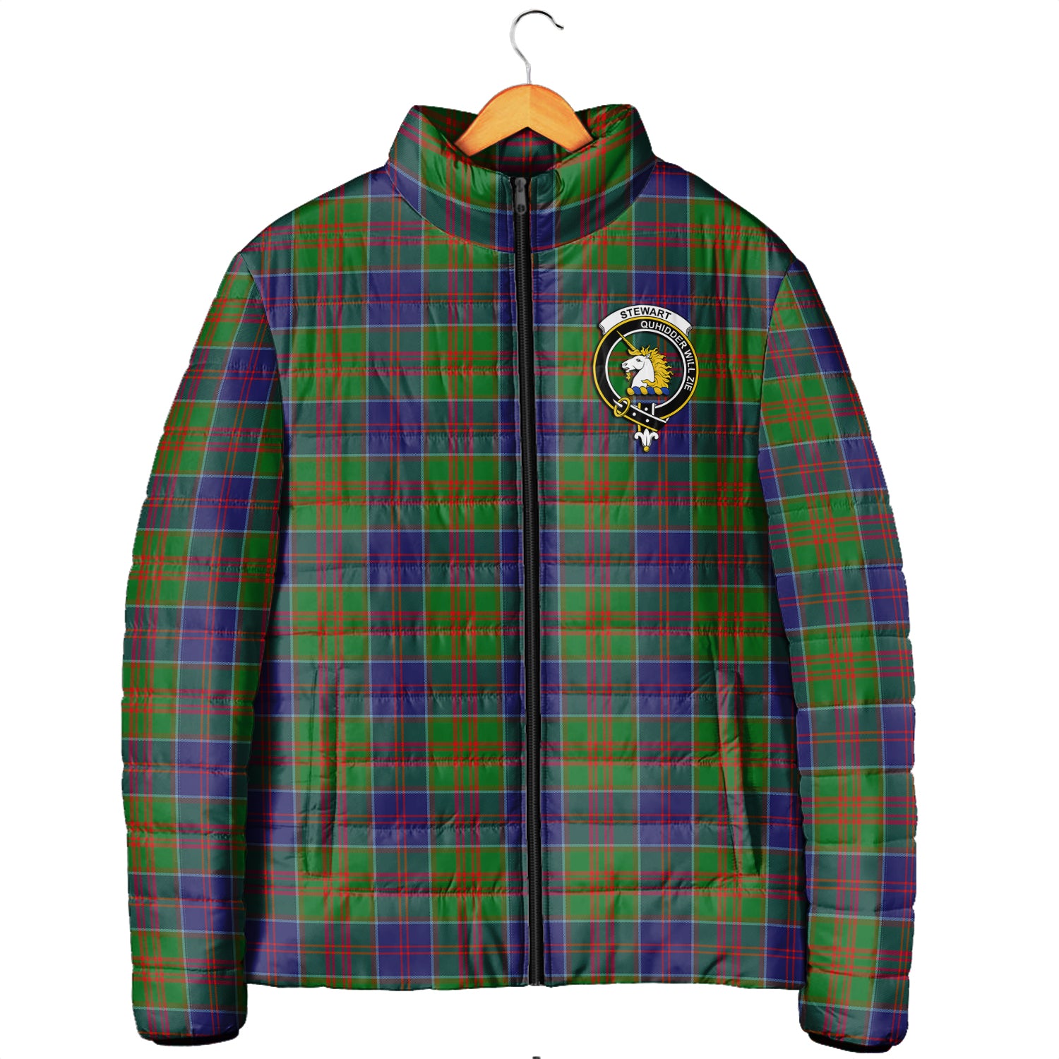 Stewart of Appin Hunting Modern Tartan Padded Jacket with Family Crest Men's Padded Jacket - Tartan Vibes Clothing