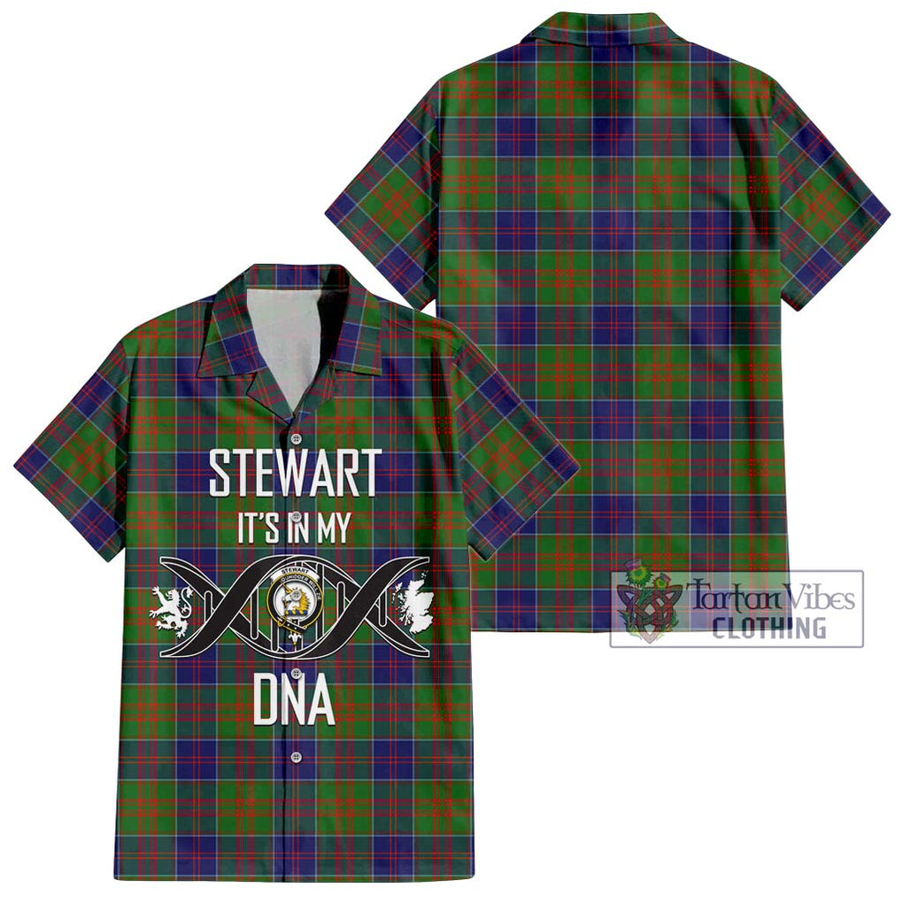 Stewart of Appin Hunting Modern Tartan Short Sleeve Button Shirt with Family Crest DNA In Me Style Kid - Tartanvibesclothing Shop