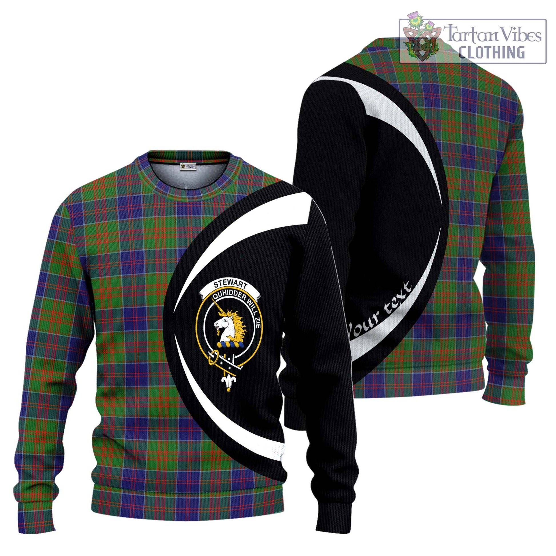 Stewart of Appin Hunting Modern Tartan Knitted Sweater with Family Crest Circle Style Unisex - Tartan Vibes Clothing