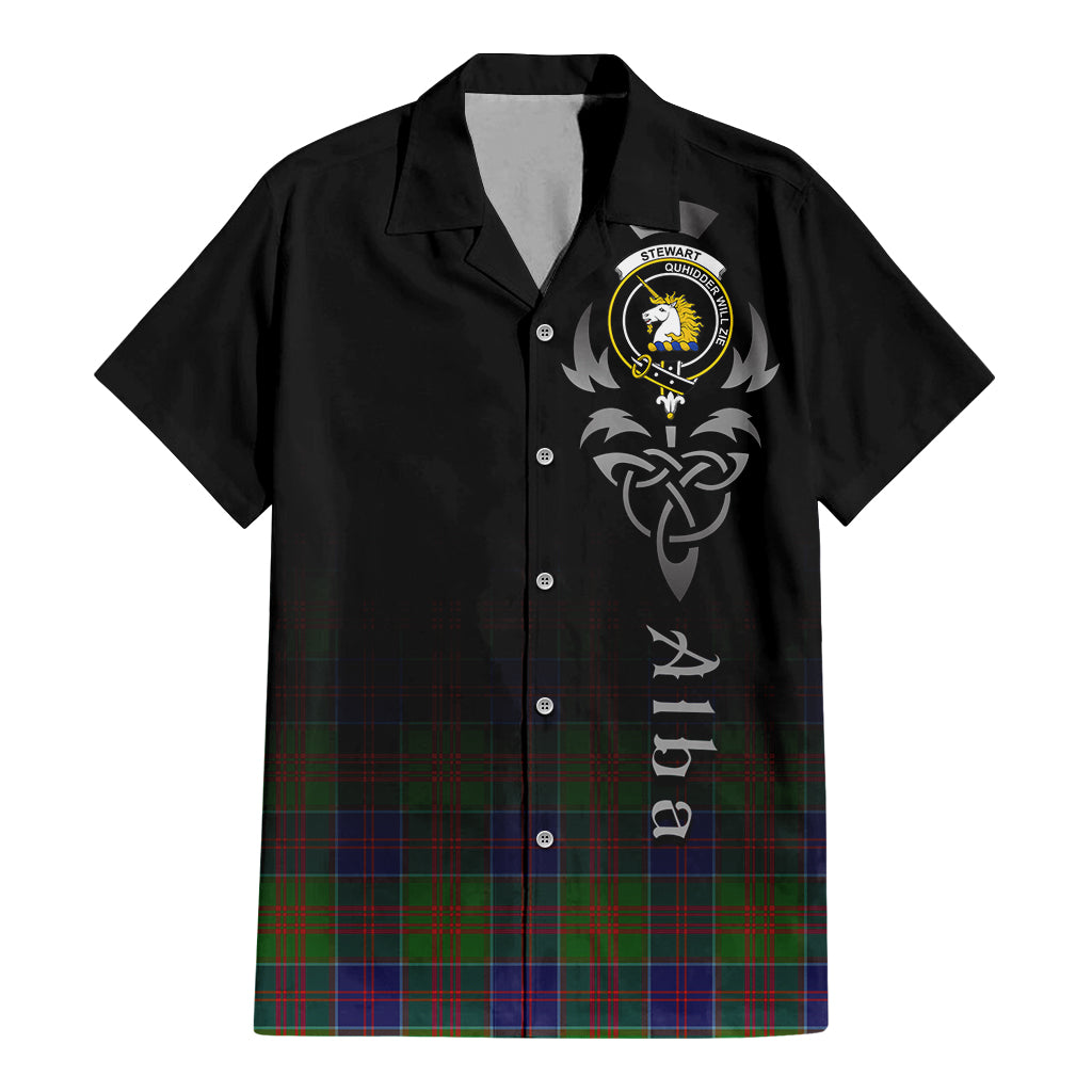 Tartan Vibes Clothing Stewart of Appin Hunting Modern Tartan Short Sleeve Button Up Featuring Alba Gu Brath Family Crest Celtic Inspired