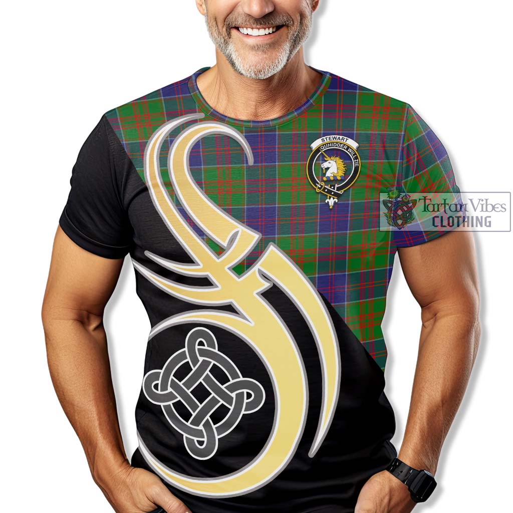 Tartan Vibes Clothing Stewart of Appin Hunting Modern Tartan T-Shirt with Family Crest and Celtic Symbol Style