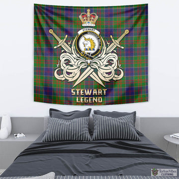 Stewart of Appin Hunting Modern Tartan Tapestry with Clan Crest and the Golden Sword of Courageous Legacy