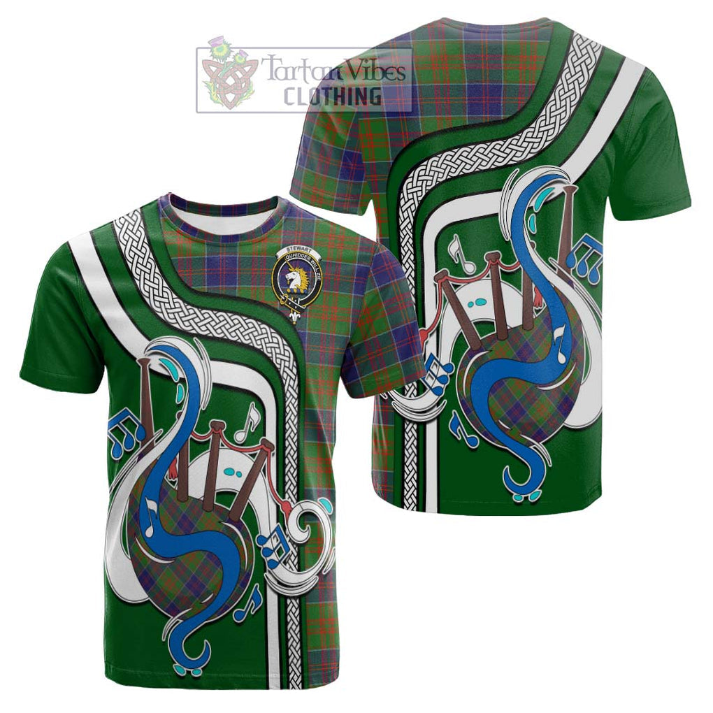 Tartan Vibes Clothing Stewart of Appin Hunting Modern Tartan Cotton T-shirt with Epic Bagpipe Style