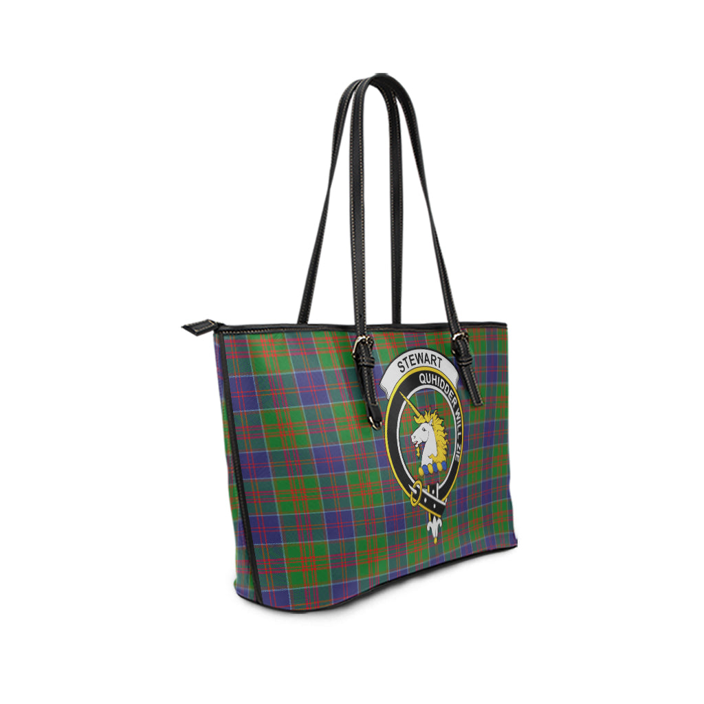 Stewart of Appin Hunting Modern Tartan Leather Tote Bag with Family Crest - Tartan Vibes Clothing