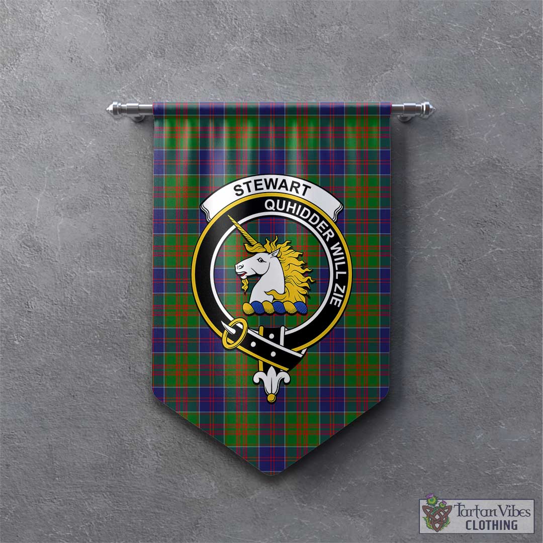 Tartan Vibes Clothing Stewart of Appin Hunting Modern Tartan Gonfalon, Tartan Banner with Family Crest