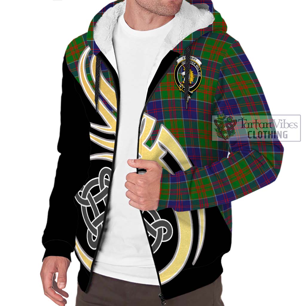 Stewart of Appin Hunting Modern Tartan Sherpa Hoodie with Family Crest and Celtic Symbol Style - Tartan Vibes Clothing