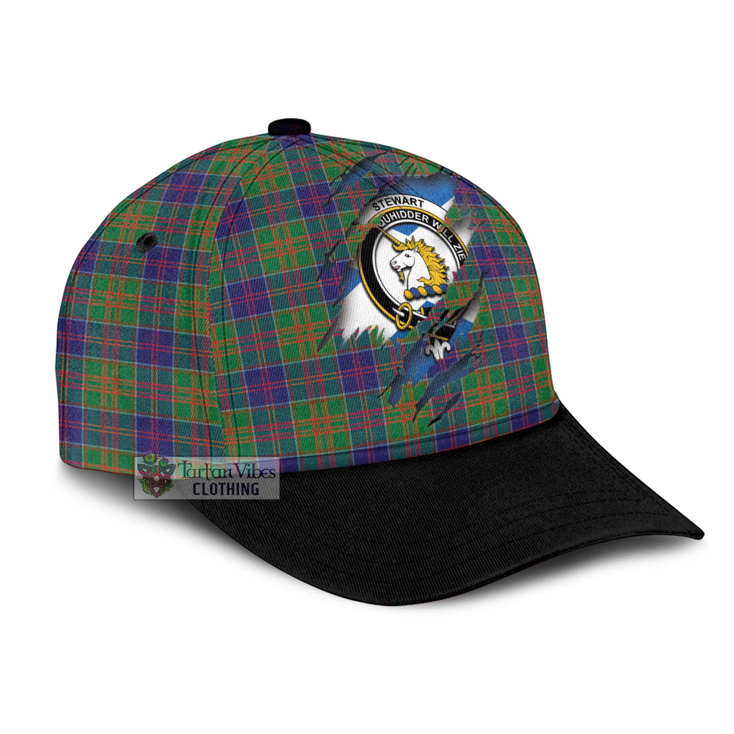 Tartan Vibes Clothing Stewart of Appin Hunting Modern Tartan Classic Cap with Family Crest In Me Style