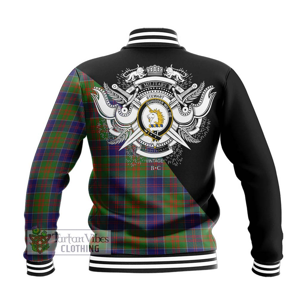 Stewart of Appin Hunting Modern Tartan Baseball Jacket with Family Crest and Military Logo Style - Tartanvibesclothing Shop