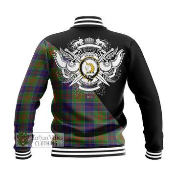 Stewart of Appin Hunting Modern Tartan Baseball Jacket with Family Crest and Military Logo Style