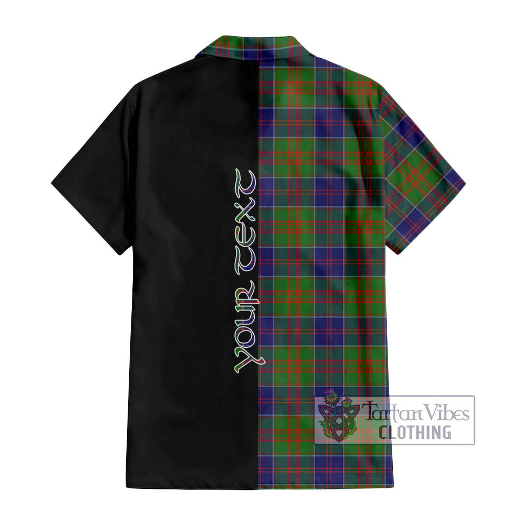 Stewart of Appin Hunting Modern Tartan Short Sleeve Button Shirt with Family Crest and Half Of Me Style - Tartanvibesclothing Shop