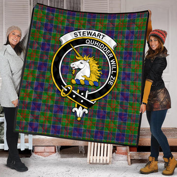 Stewart of Appin Hunting Modern Tartan Quilt with Family Crest