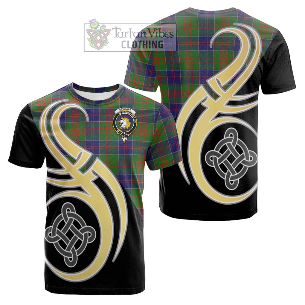 Tartan Vibes Clothing Stewart of Appin Hunting Modern Tartan Cotton T-shirt with Family Crest and Celtic Symbol Style