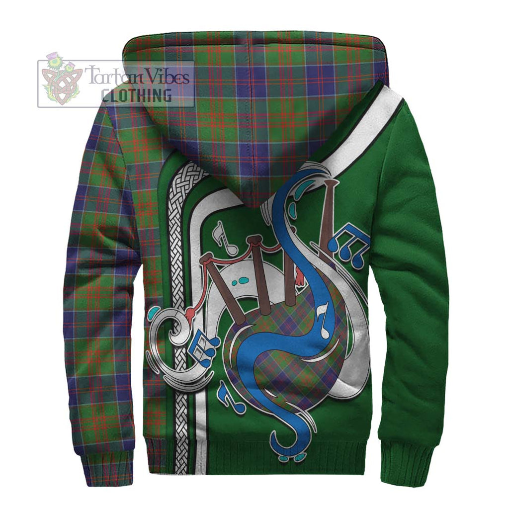 Stewart of Appin Hunting Modern Tartan Sherpa Hoodie with Epic Bagpipe Style - Tartanvibesclothing Shop