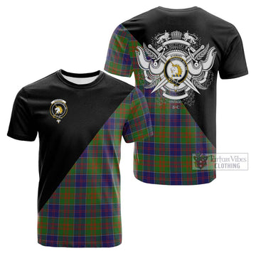 Stewart of Appin Hunting Modern Tartan Cotton T-shirt with Family Crest and Military Logo Style