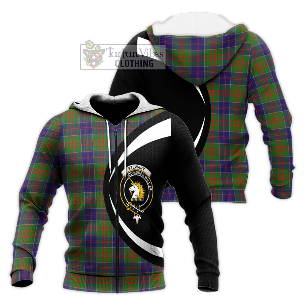 Stewart of Appin Hunting Modern Tartan Knitted Hoodie with Family Crest Circle Style Unisex Knitted Zip Hoodie - Tartan Vibes Clothing