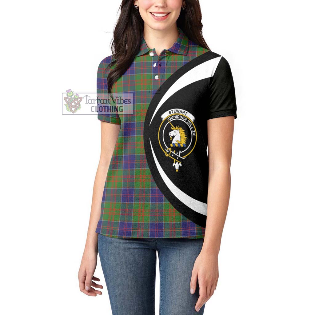 Stewart of Appin Hunting Modern Tartan Women's Polo Shirt with Family Crest Circle Style - Tartan Vibes Clothing