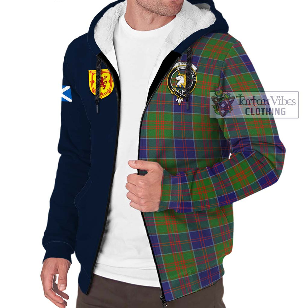 Tartan Vibes Clothing Stewart of Appin Hunting Modern Tartan Sherpa Hoodie with Scottish Lion Royal Arm Half Style