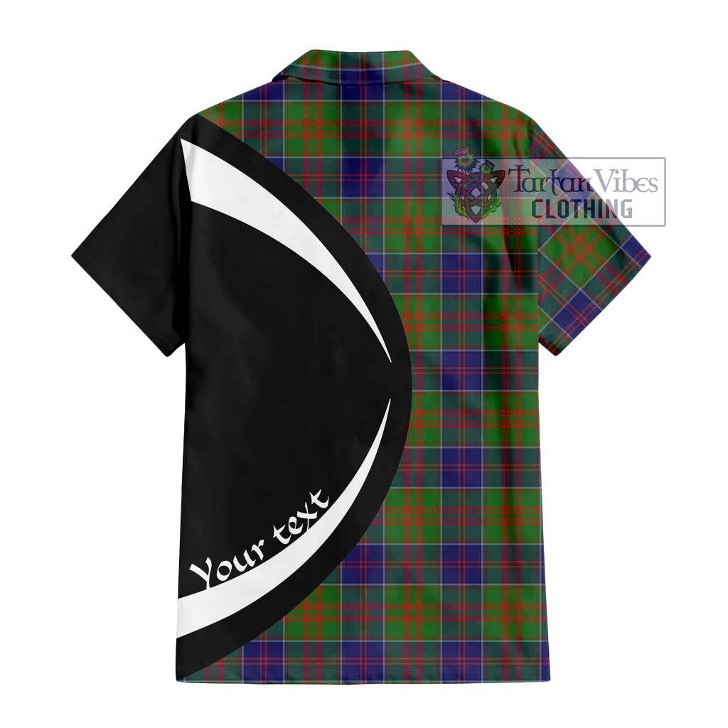 Stewart of Appin Hunting Modern Tartan Short Sleeve Button Up with Family Crest Circle Style - Tartan Vibes Clothing